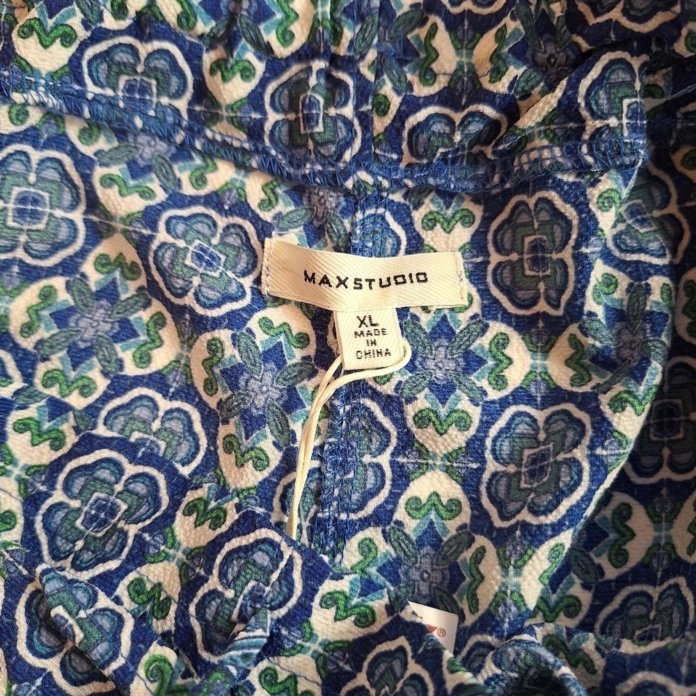 NWT Max Studio Shorts Paperbag Waist & Belt Blue & White Lightweight XLarge - Picture 6 of 11